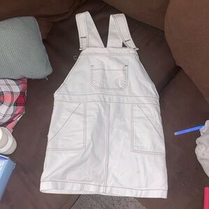 White jean overall dress